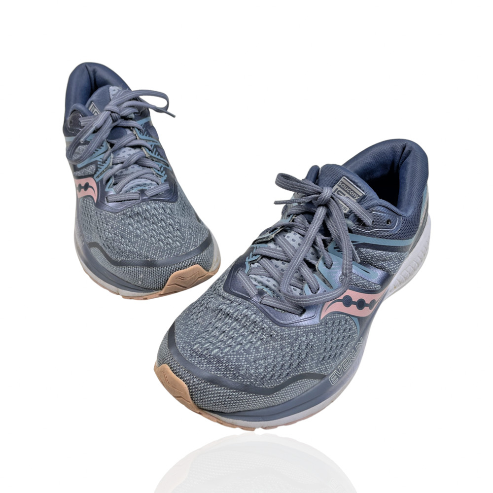 Saucony Womens Omni ISO 2 S10511-1 Gray Pink Blue Running Shoes Lace Up Size 8.5
